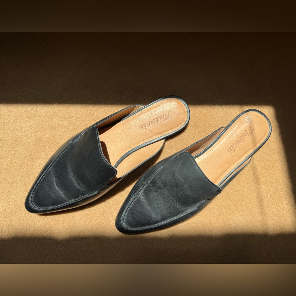 Madewell The Frances Loafer Mule in Black Leather